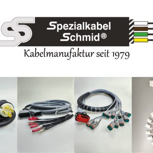 Vier Fotos von Kabelkonfektionierungen.